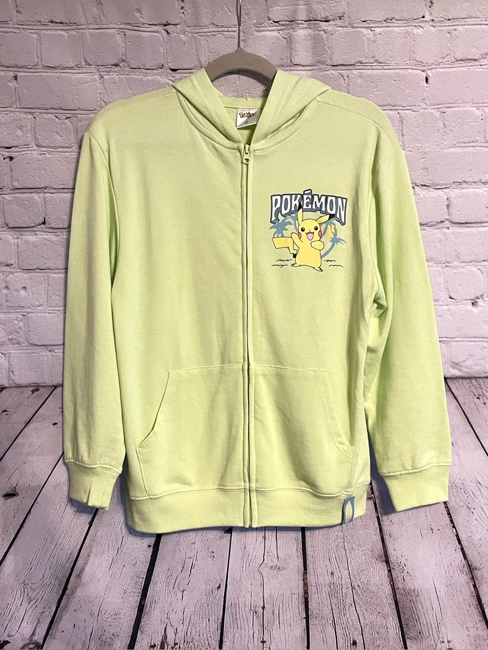 Pokémon Kids Hoodie Pikachu Jigglypuff Sunflora Oddish Zip Up Graphic Size 10/12